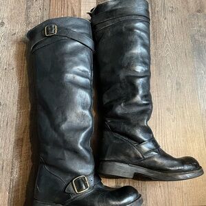 Jeffrey Campbell Black Tall Leather Combat Boots